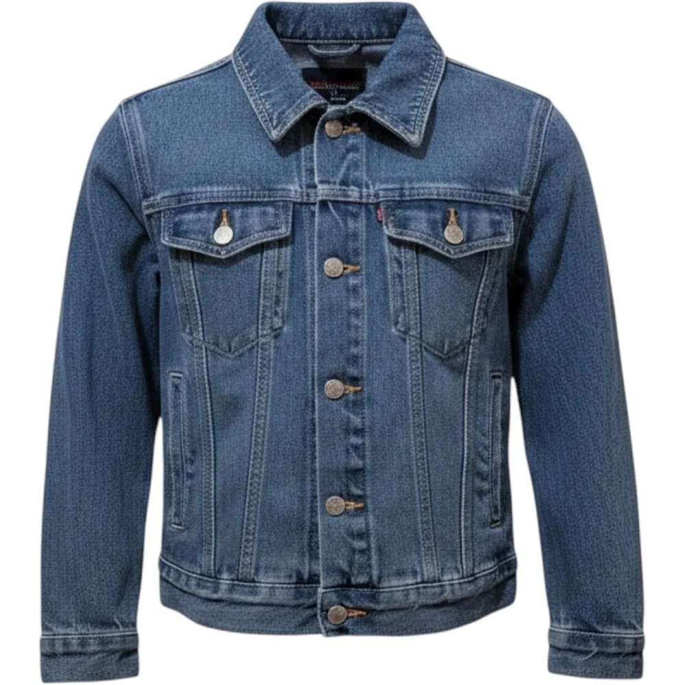 Harley Davidson Kids Denim Jacket Blue Trucker Embroidered‎ Motorcycle Size 6/7